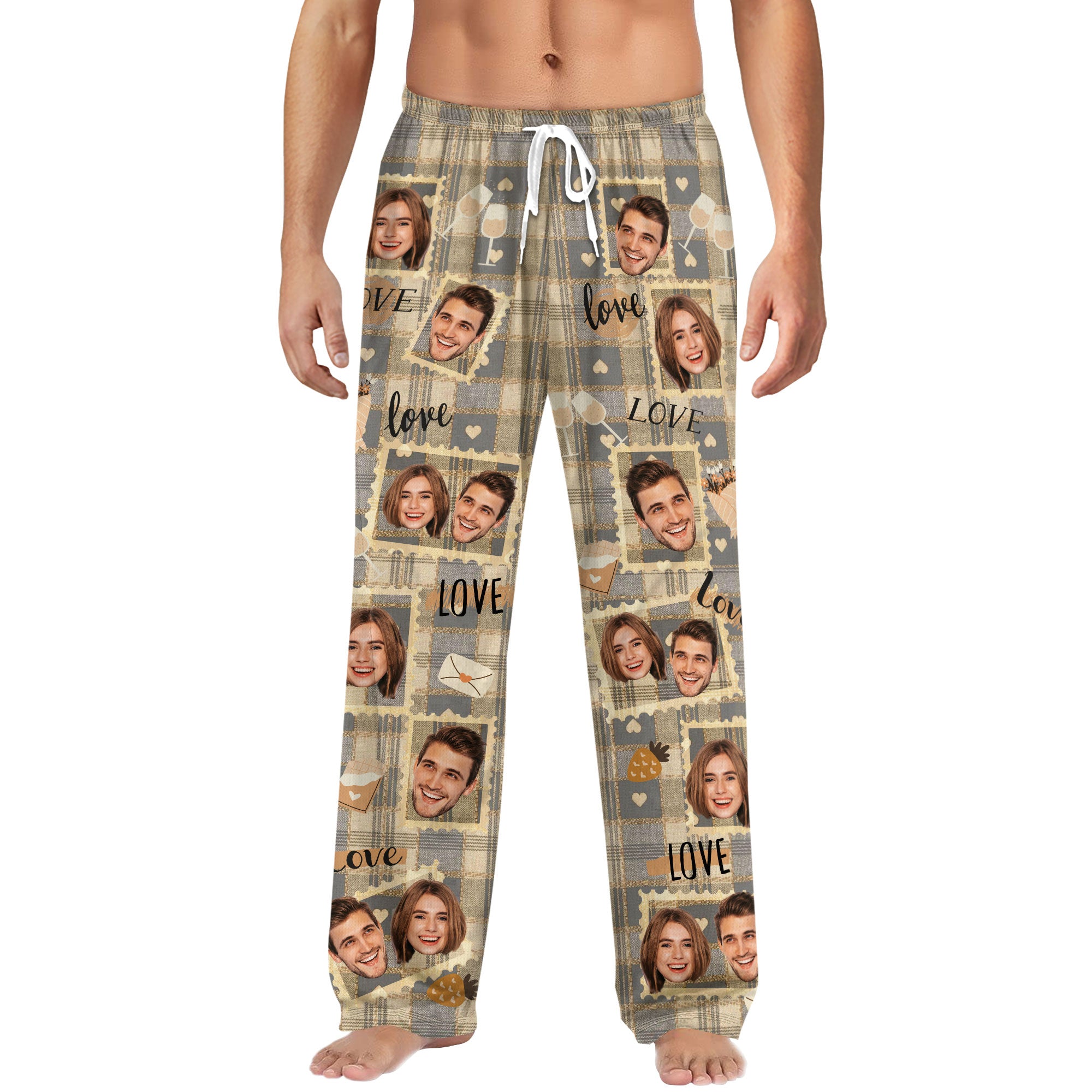 Personalized Couples PJs Pants – Custom Matching Christmas Pajama Pants Gift for Men Women