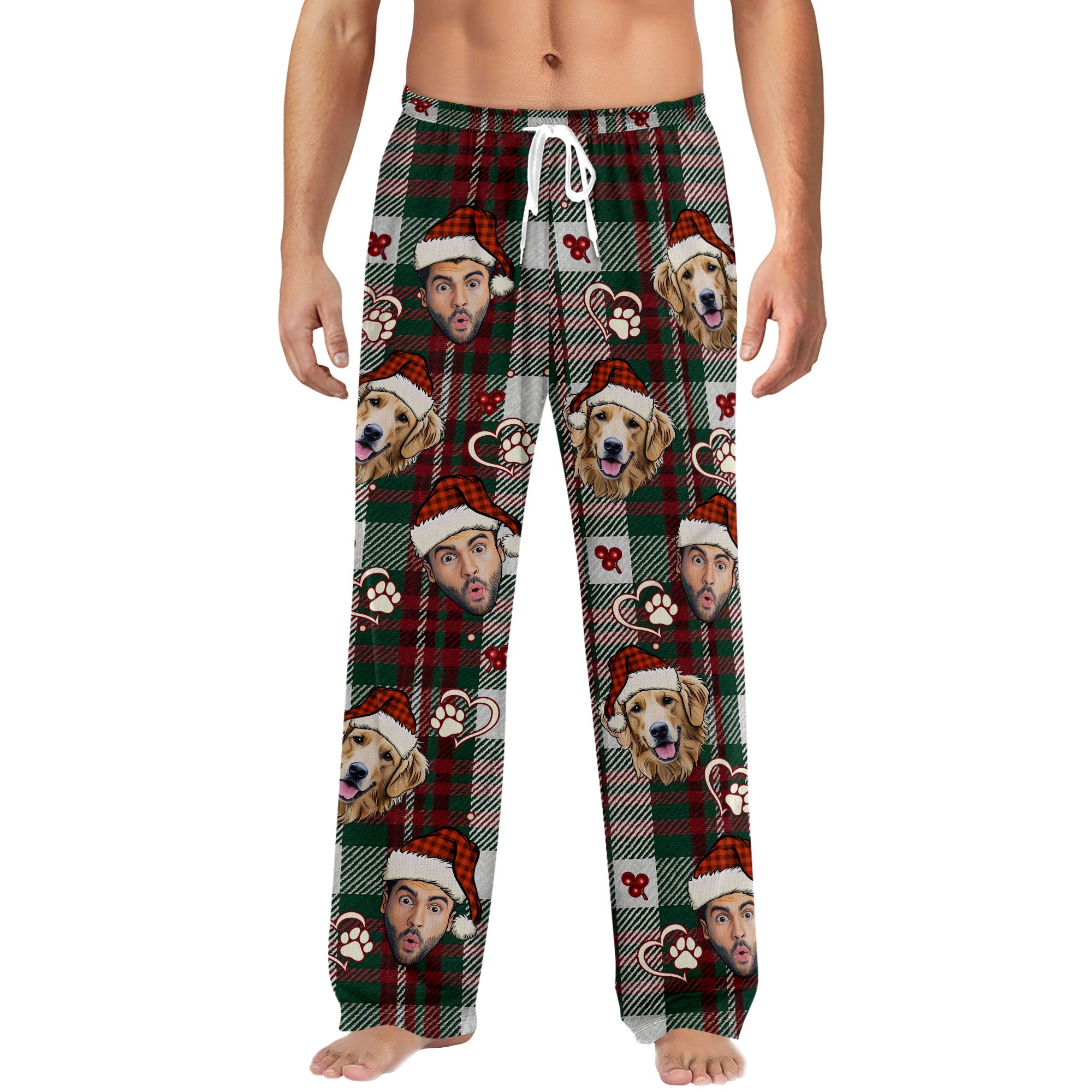 Custom Pet & Owner Face Christmas Pajamas – Personalized Holiday Sleepwear for Dog Lovers & Families