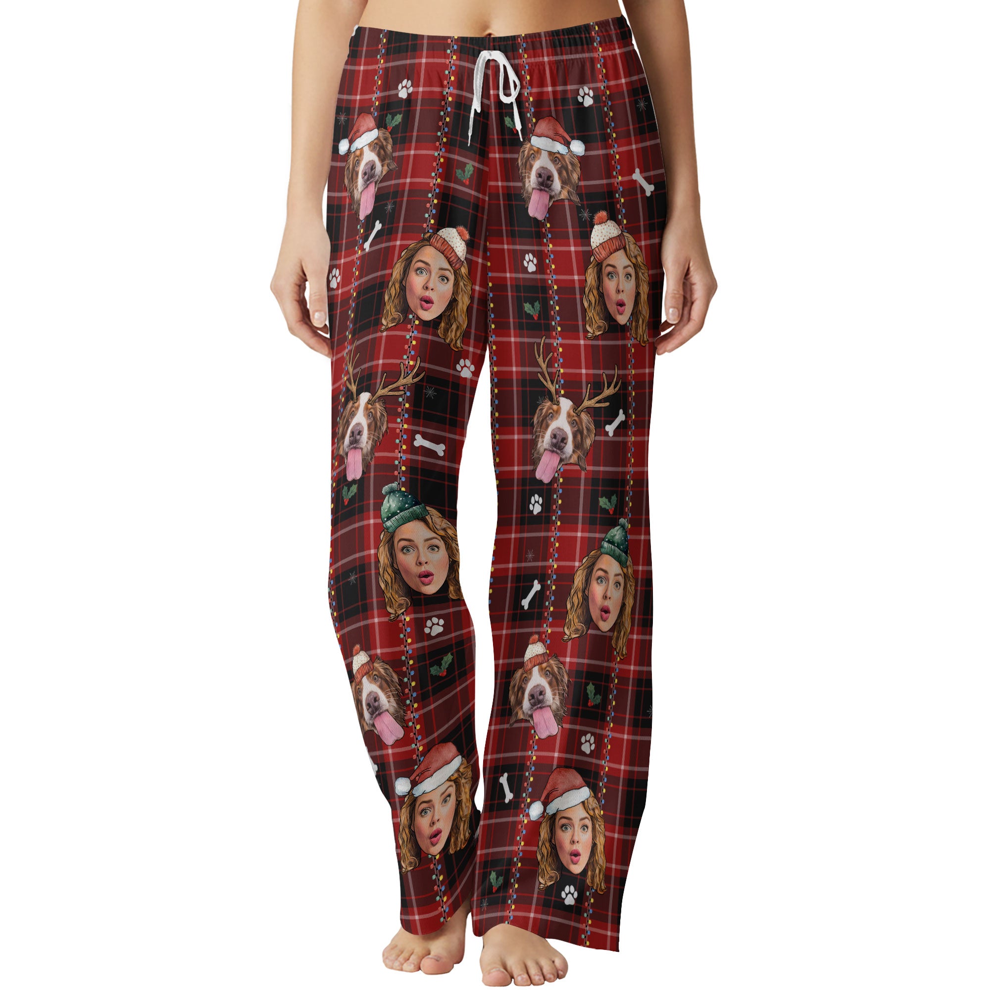 Personalized Pet & Owner Christmas Pajamas – Custom Dog Lover Holiday Sleepwear with Festive Plaid Design