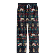 Custom Pet Snowman Christmas Pajama Pants – Personalized Dog Photo & Name Holiday Sleepwear