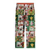 Custom Patchwork Christmas Pet Pajama Pants – Personalized Dog Photo & Name Holiday Lounge Wear