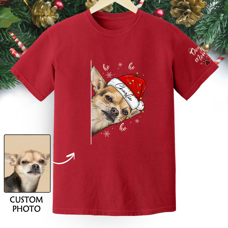 Custom Pet T-Shirt – Personalized Dog Photo Shirt, Christmas Gift for Women Dog Mom