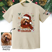 Custom Dog Christmas T-Shirt – Personalized Pet Photo Shirt, Holiday Gift for Dog Mom