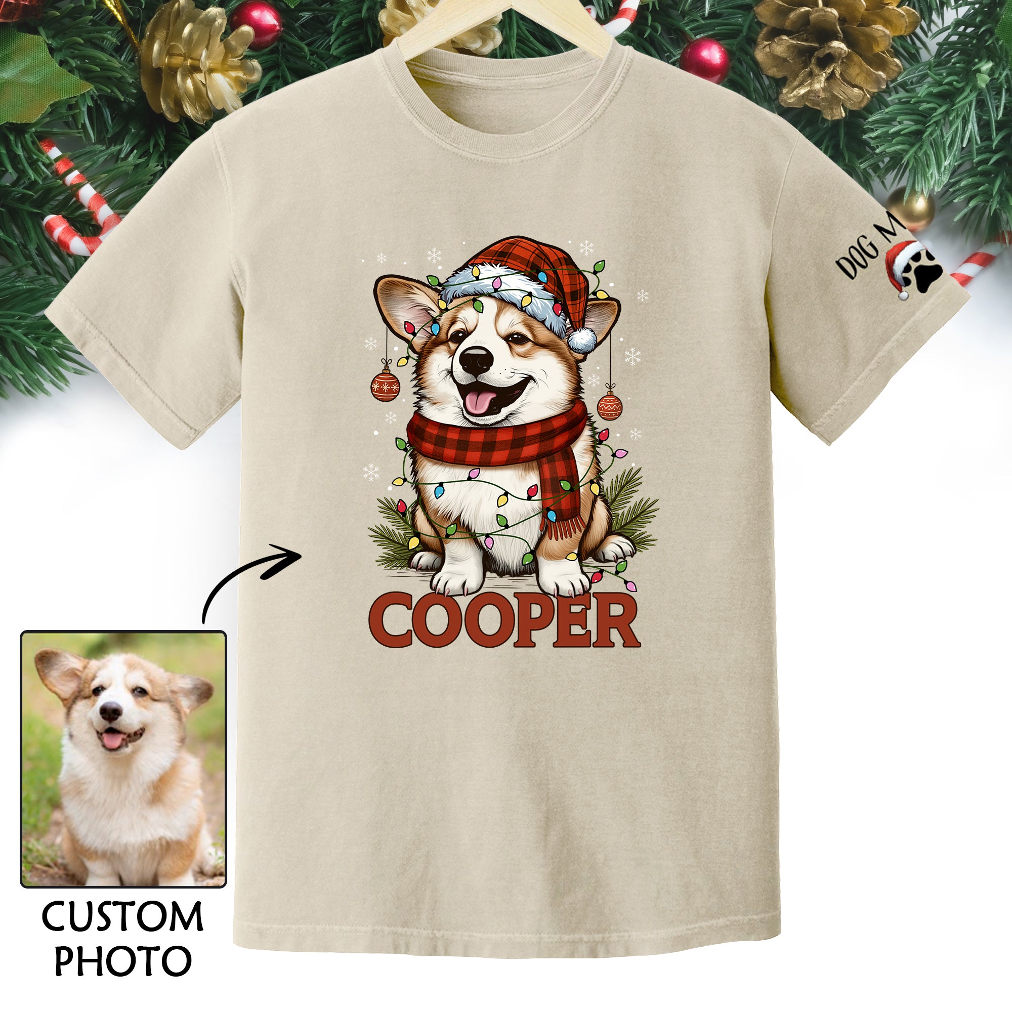 Personalized Pet Lover T-Shirt – Custom Dog Photo Christmas Shirt, Gift for Women