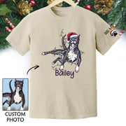Personalized Dog Christmas T-Shirt – Custom Pet Photo Shirt, Gift for Pet Lovers