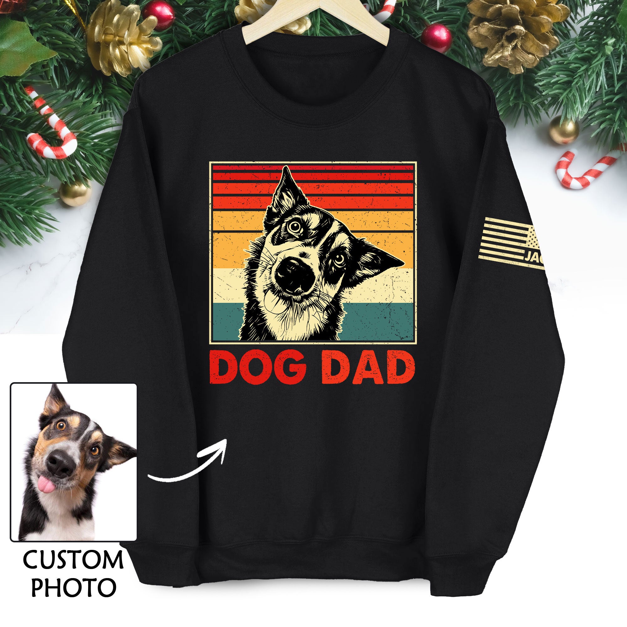 Personalized Dog Dad Sweatshirt – Custom Retro Dog Art, Perfect Gift for Dog Lovers