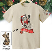 Personalized Cat Lover T-Shirt – Custom Pet Photo Christmas Shirt, Gift for Pet Lovers