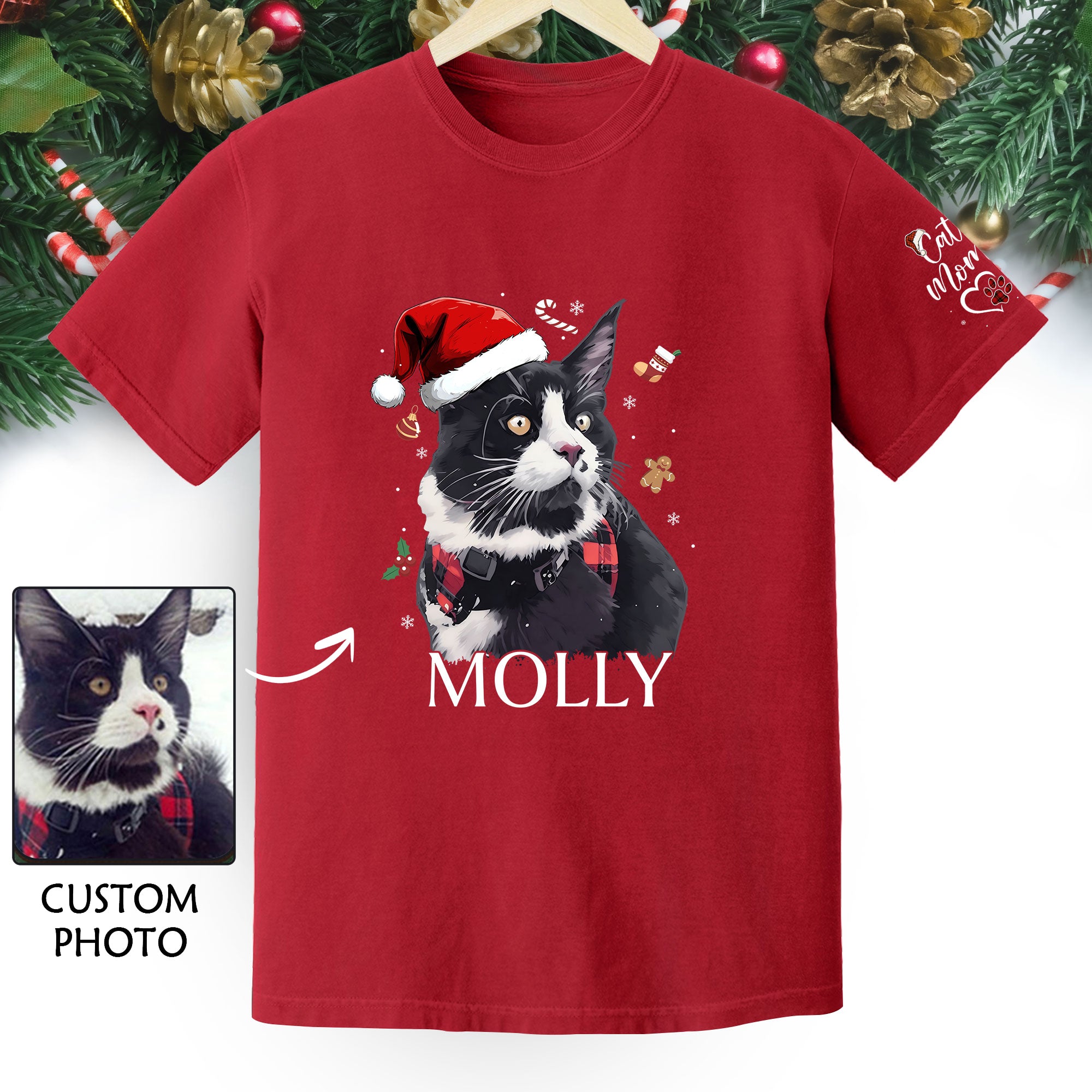 Personalized Cat T-Shirt – Custom Pet Photo Tee Gift for Animal Lovers