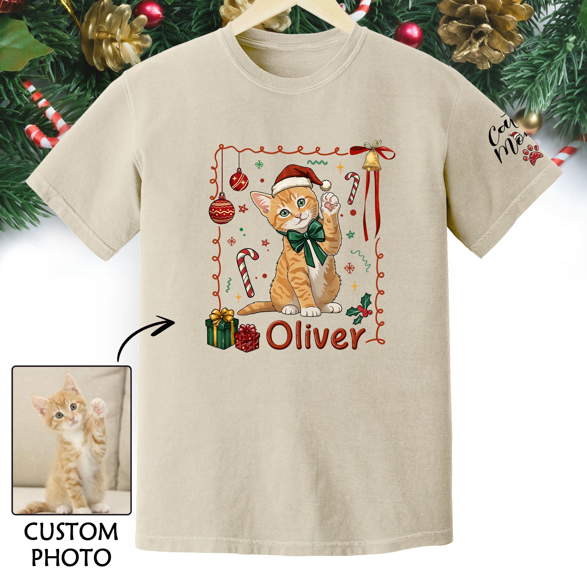 Personalized Cat Mom Shirt, Custom Cat Mom Shirt, Christmas Shirts For Women