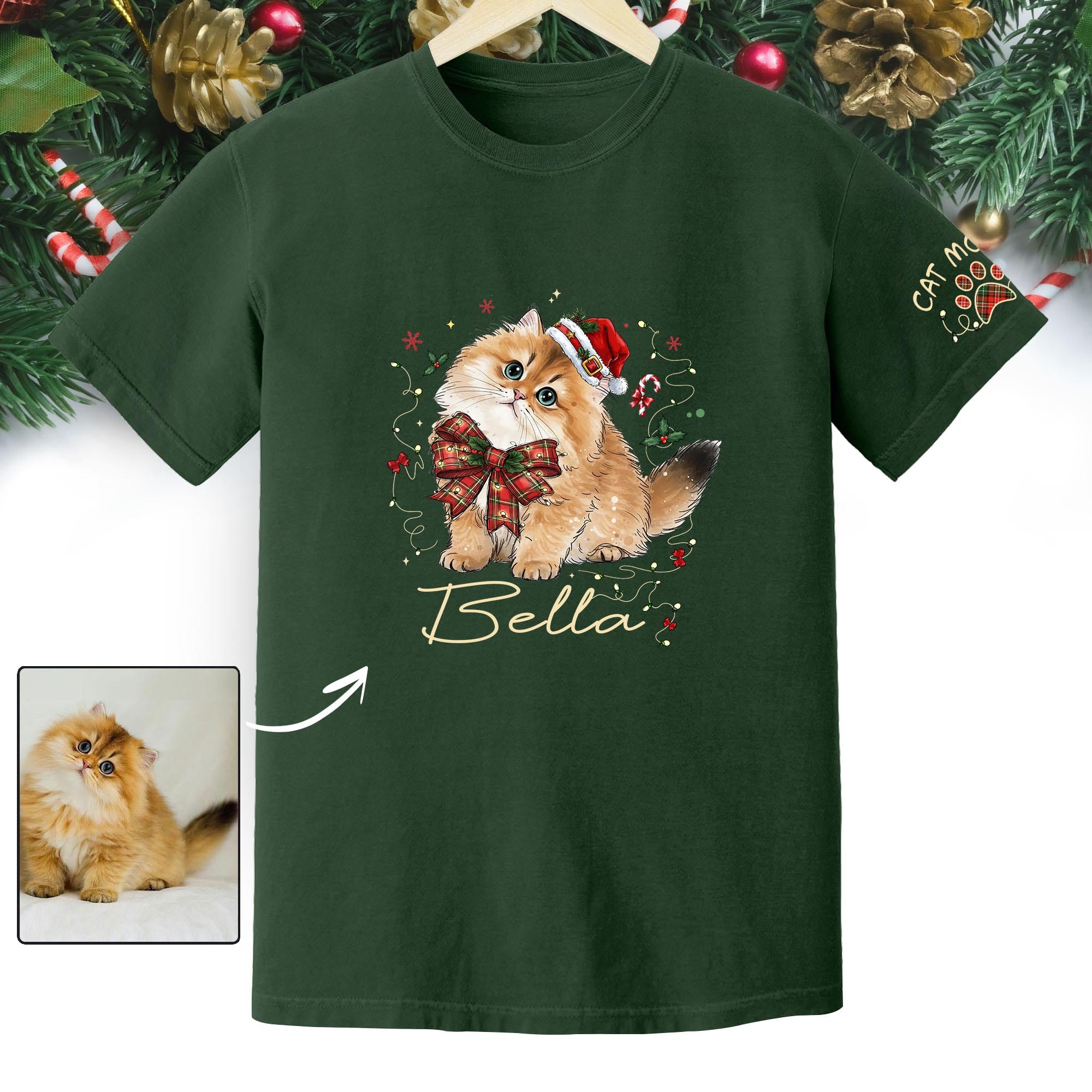 Custom Cat Mom Shirt, Christmas Shirts For Women, Personalized Cat Mom Shirt