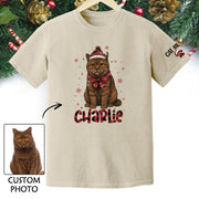 Personalized Cat Christmas Shirt – Custom Pet Photo Tee, Holiday Gift for Cat Mom