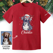 Personalized Dog Christmas Shirt – Custom Pet Photo Tee, Holiday Gift for Dog Mom