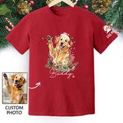 Custom Pet Photo T-Shirt – Personalized Dog Christmas Tee, Funny Gift for Dog Lovers