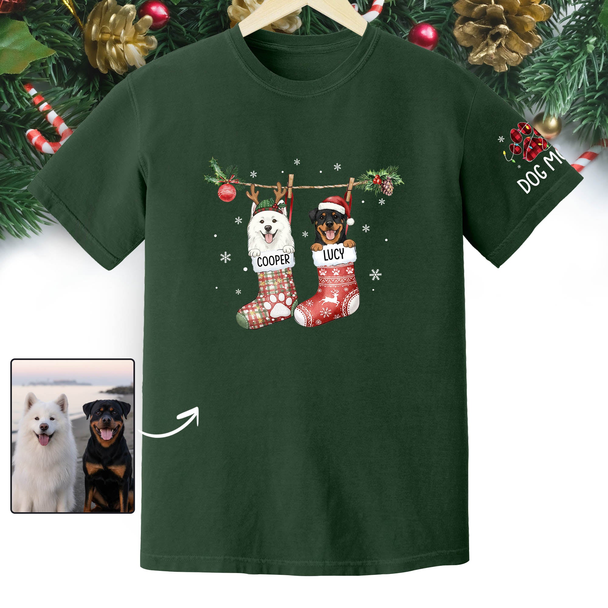 Custom Dog Lover Tee – Personalized Christmas Shirt, Cute Gift for Pet Lovers