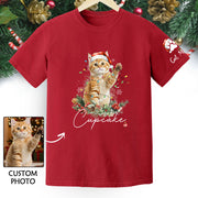 Custom Cat Lover T-Shirt – Personalized Pet Photo Christmas Shirt, Cute Gift for Pet Lovers