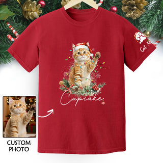 Custom Cat Lover T-Shirt – Personalized Pet Photo Christmas Shirt, Cute Gift for Pet Lovers