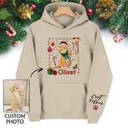 Custom Cat Christmas Hoodie – Personalized Pet Portrait Gift for Cat Moms