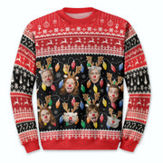 Custom Ugly Christmas Sweater – Personalized Photo Reindeer Lights Design for Family, Pets & Holiday Fun
