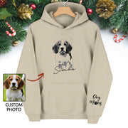 Custom Pet Portrait Hoodie – Dog Name Printed with Heart, Perfect Gift for Dog Lovers