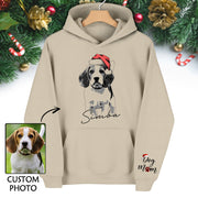 Custom Pet Photo Hoodie – Personalized Dog Hoodie with Christmas Design for Dog Lovers