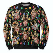 Custom Christmas Photo Sweatshirt with Lights & Snowflakes Pattern