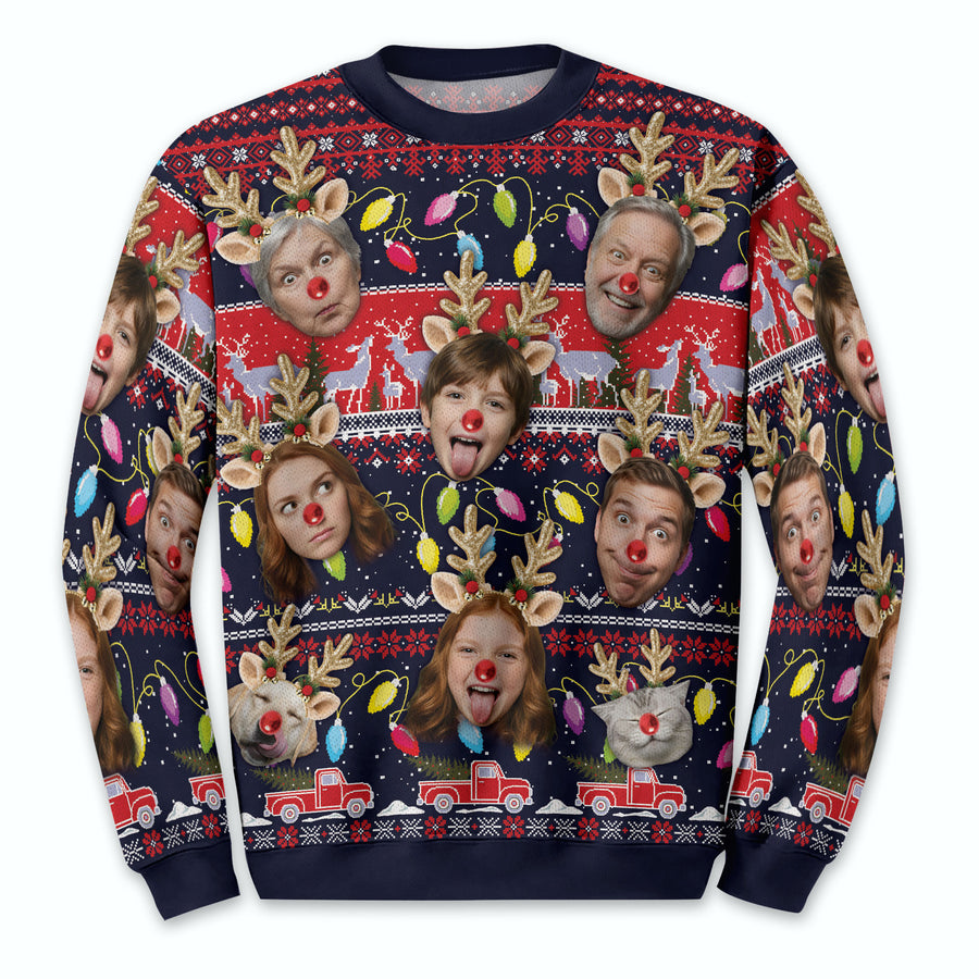 Custom Christmas Face Sweatshirt – Personalized Funny Holiday Photo Sweater