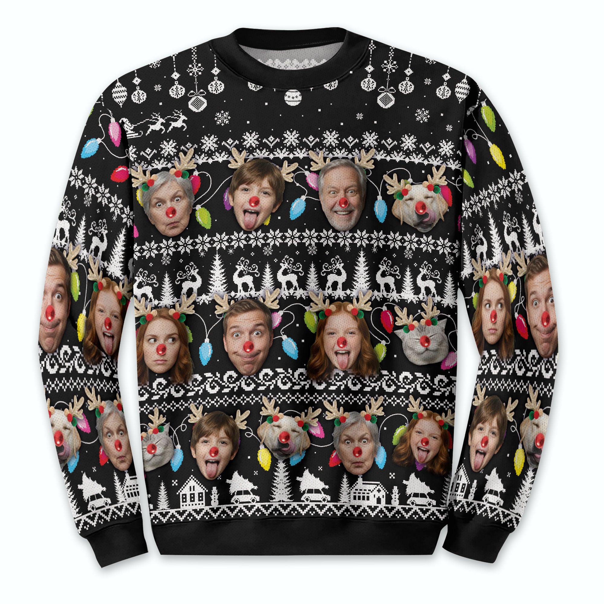 Personalized Christmas Photo Ugly Sweater – Add Your Family Faces