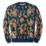 Funny Custom Face Christmas Lights Sweatshirt – Holiday Party Gift