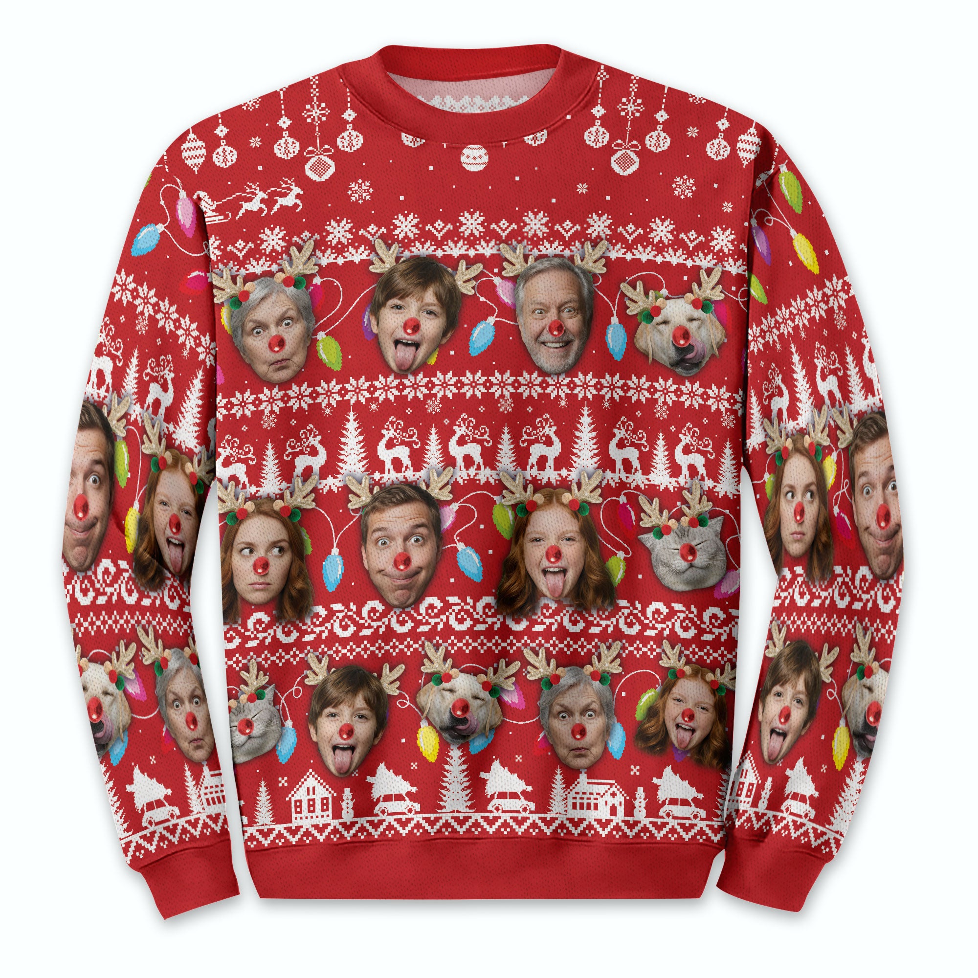 Funny Holiday Face Sweatshirt – Customized Family Christmas Sweater