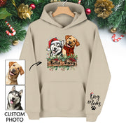 Dog Mom Christmas Hoodie – Custom Pet Photo Hoodie, Personalized Holiday Gift for Dog Mom