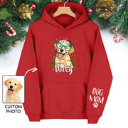 Custom Pet Photo Hoodie – Personalized Dog Mom Christmas Hoodie, Funny Gift for Women