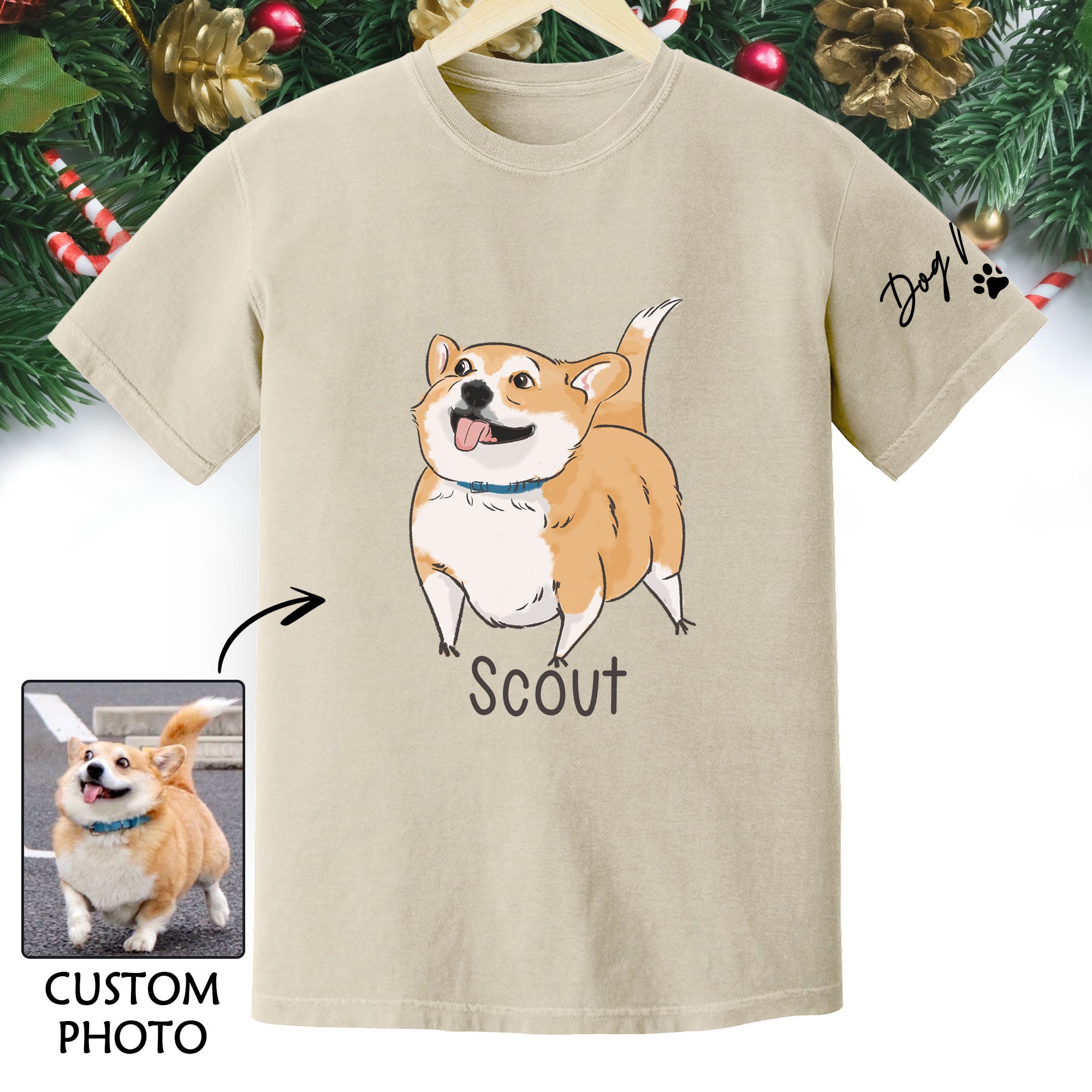 Custom Dog Mom T-Shirt – Personalized Dog Shirt with Pet Photo & Name, Cute Gift for Pet Lovers