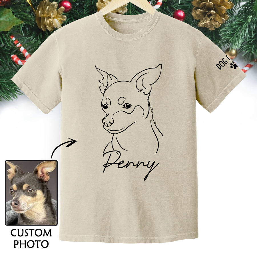 Personalized Dog Mom T-Shirt – Custom Dog Line Art Tee with Pet Name, Unique Gift for Dog Lovers
