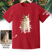 Personalized Cat Mom T-Shirt – Custom Cat Photo Shirt with Pet Name, Unique Gift for Cat Lovers