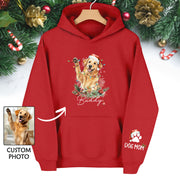 Personalized Dog Mom Hoodie – Custom Photo Hoodie with Your Dog’s Christmas Spirit