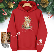 Custom Cat Mom Hoodie – Personalized Pet Photo Hoodie, Cute Christmas Gift for Women