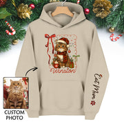 Personalized Cat Mom Hoodie – Custom Cat Photo Hoodie, Holiday Gift for Cat Lovers