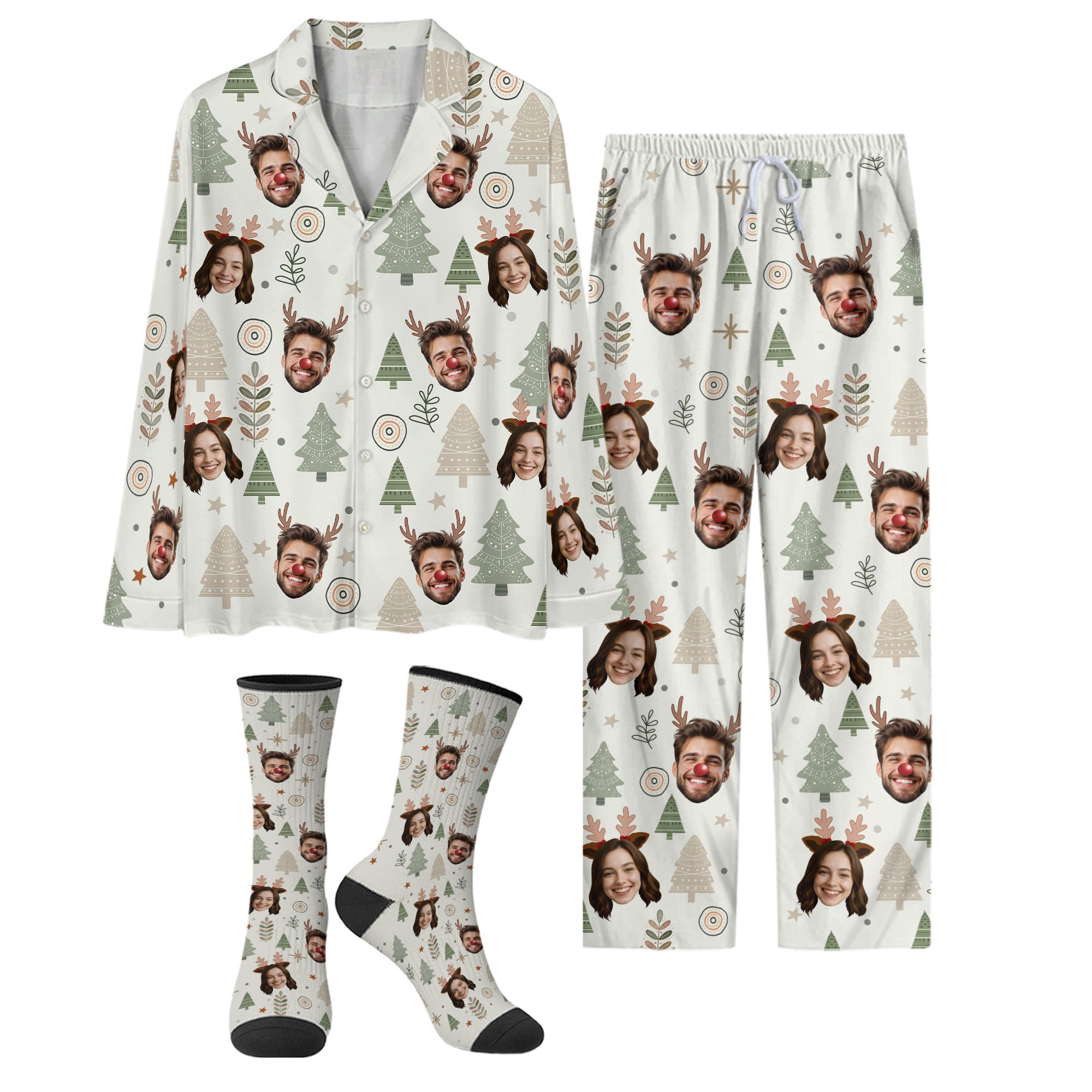 Custom Face Pajamas – Personalized Christmas PJs, Funny Matching Set for Lovers Gift