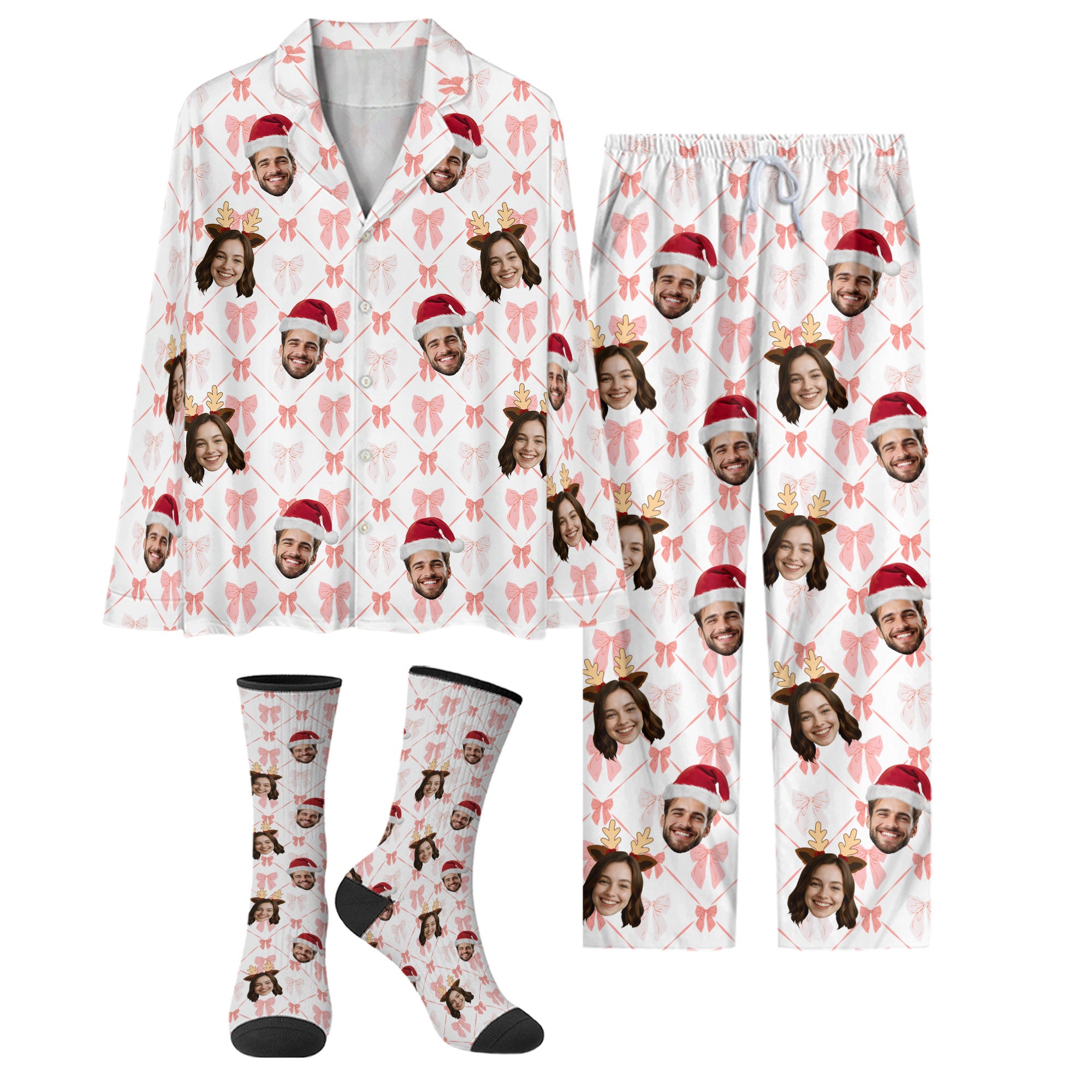 Personalized Photo Christmas Pajamas – Custom Matching PJs, Funny Sleep Set for Couples