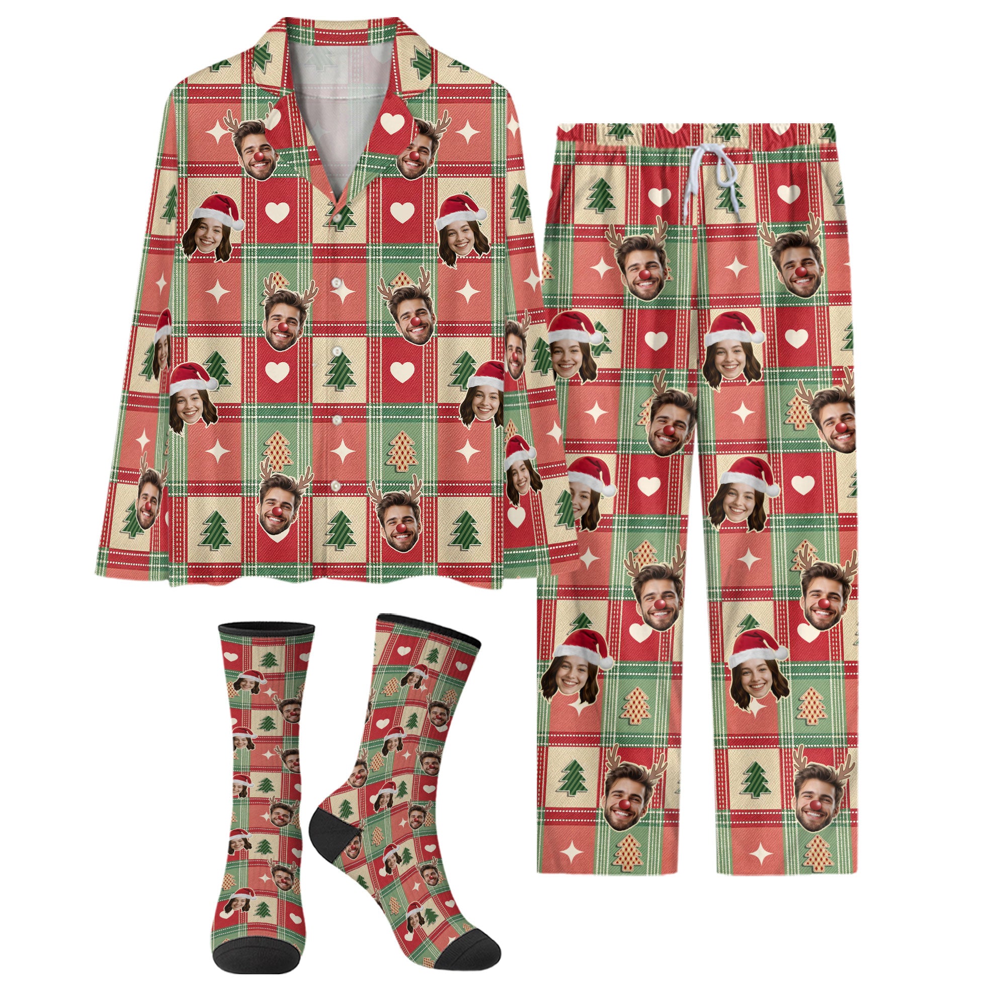 Custom Photo Pajama Pants – Personalized Christmas PJs, Funny Matching Set