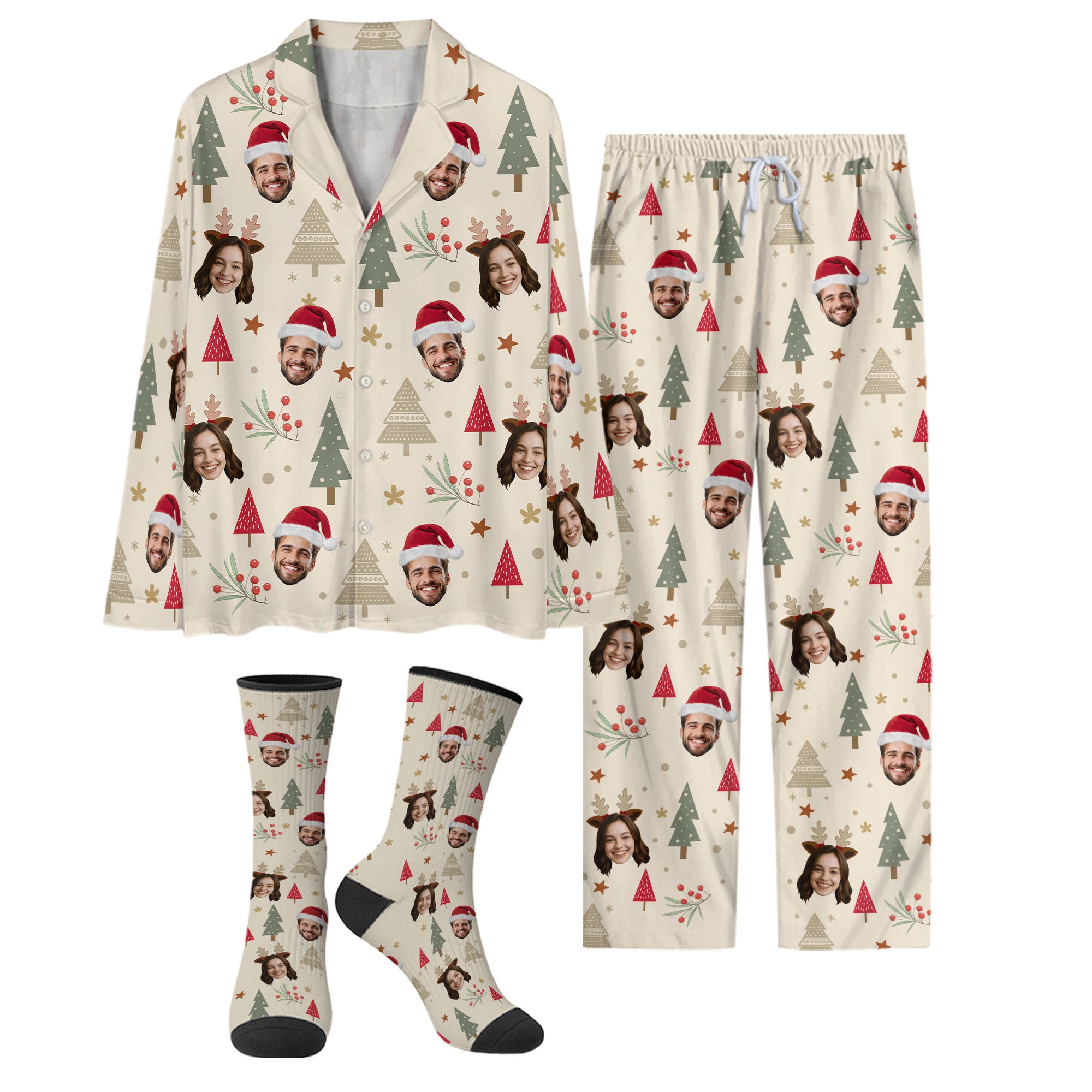 Personalized Photo Pajamas – Custom Christmas Matching PJs, Funny Loungewear for Couples