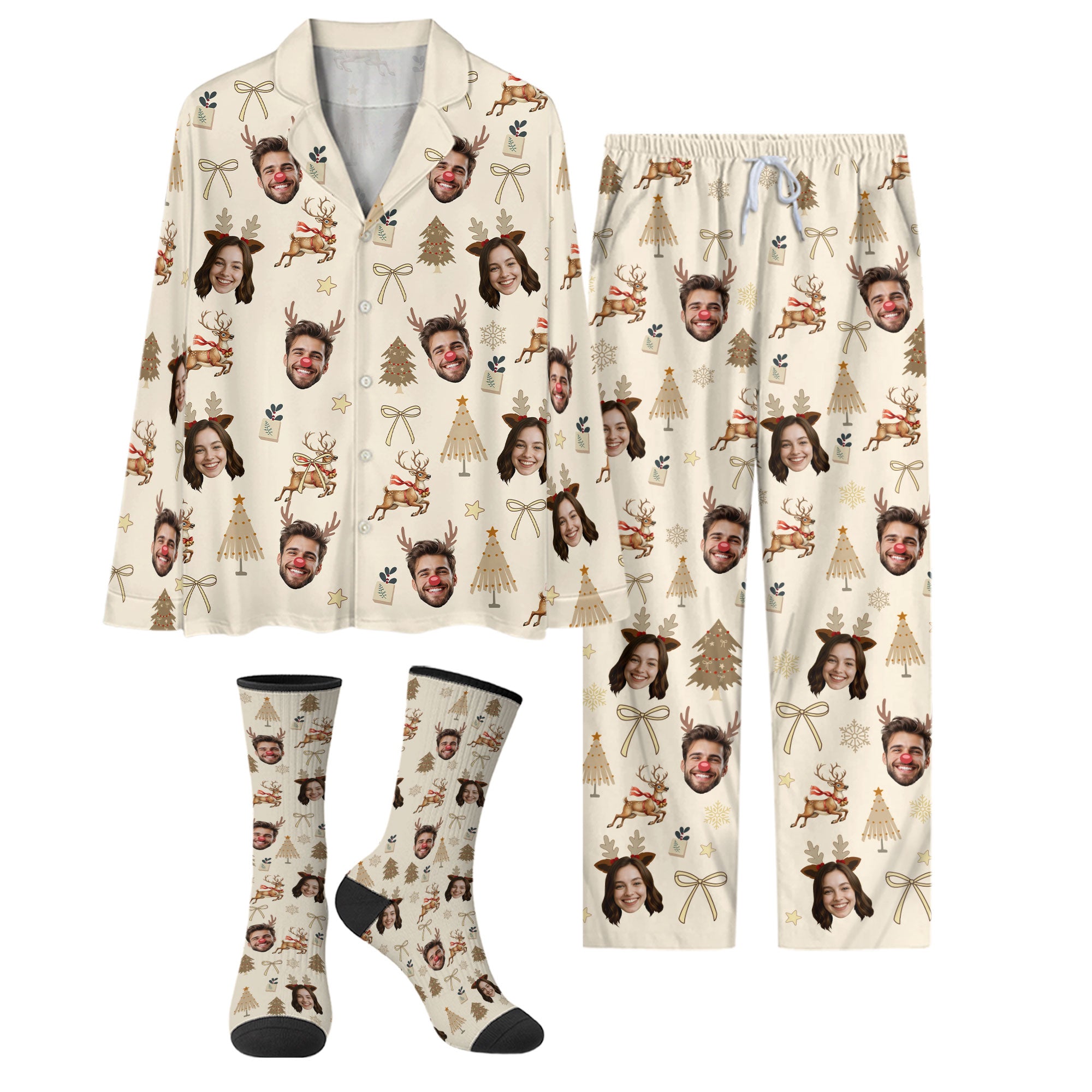 Personalized Christmas Pajamas – Custom Face PJs, Funny Matching Sleep Set for Family Gift