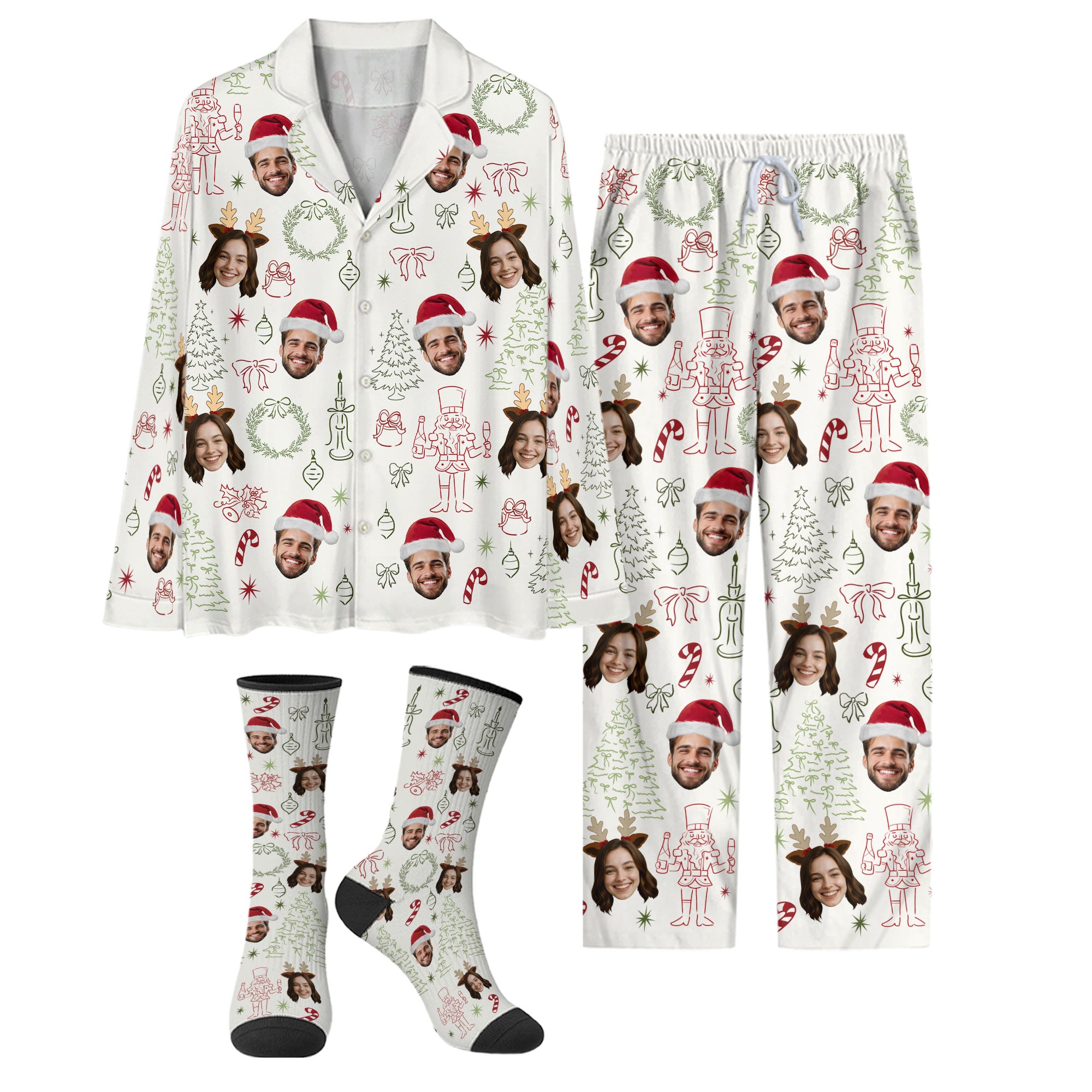 Custom Photo Matching Pajamas – Personalized Christmas PJs, Funny Sleepwear for Lovers