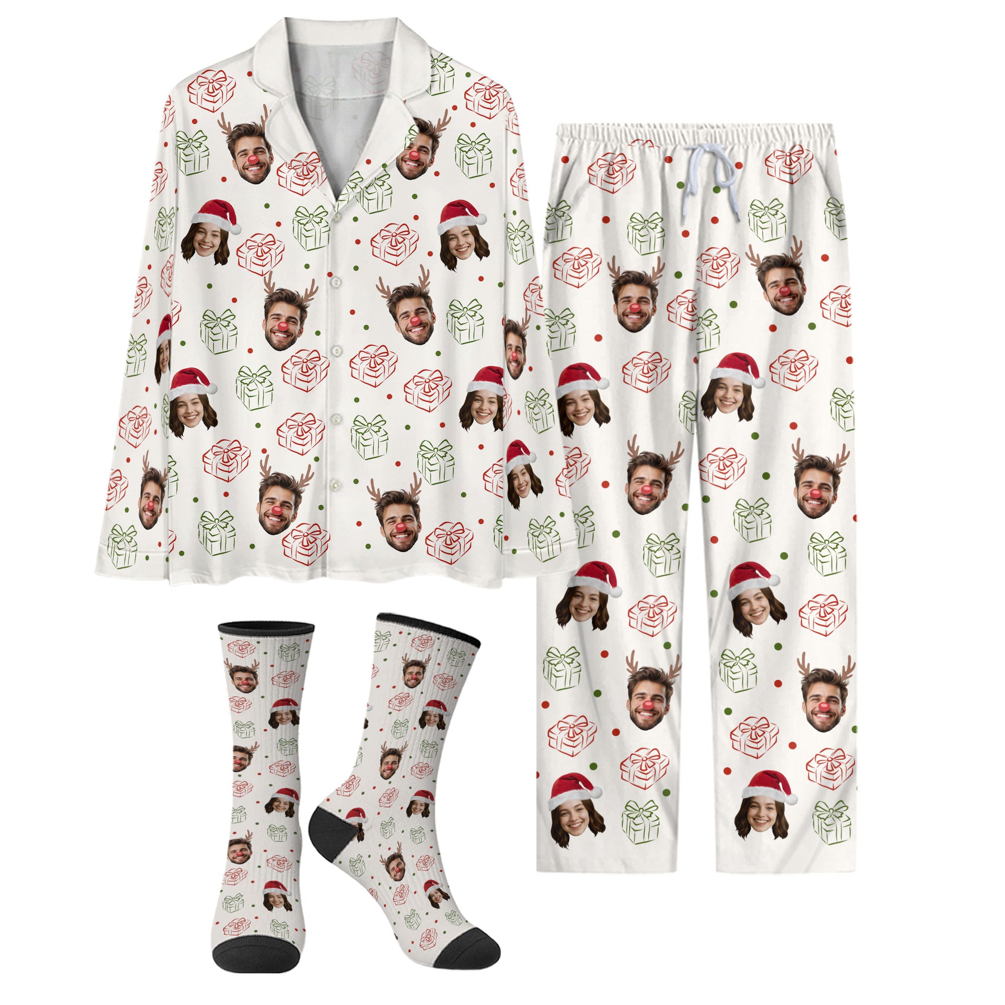 Custom Christmas Pajamas – Personalized Photo PJs, Funny Matching Set for Lovers Holiday