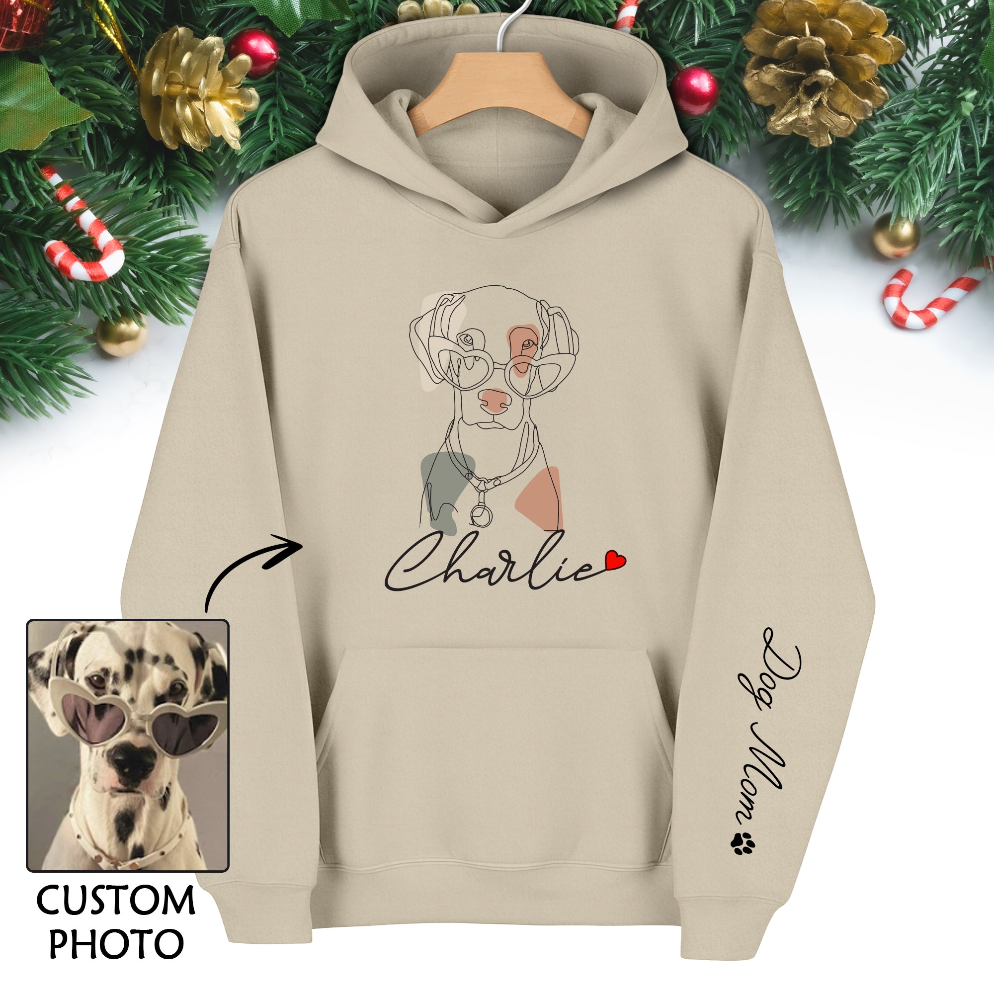 Custom Pet Line Art Hoodie – Personalized Dog & Cat Photo Gift for Pet Lovers