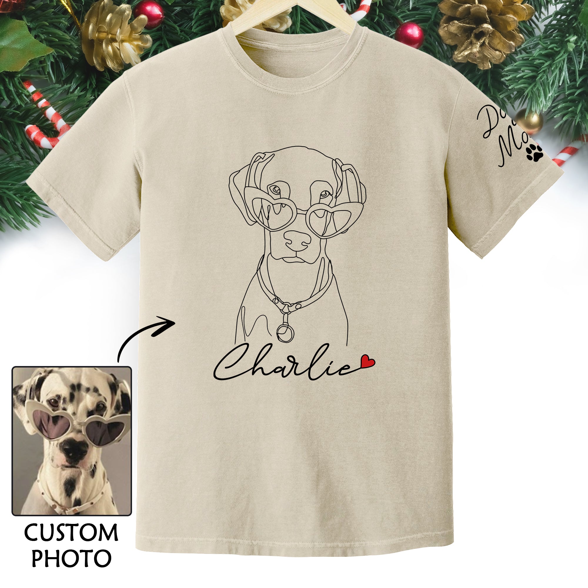Personalized Dog Mom T-Shirt – Custom Pet Photo Shirt, Cute Christmas Gift for Dog Lovers