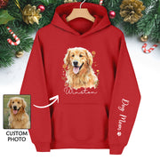 Custom Pet Photo Hoodie – Personalized Dog Portrait with Floral Design, Dog Mom Gift