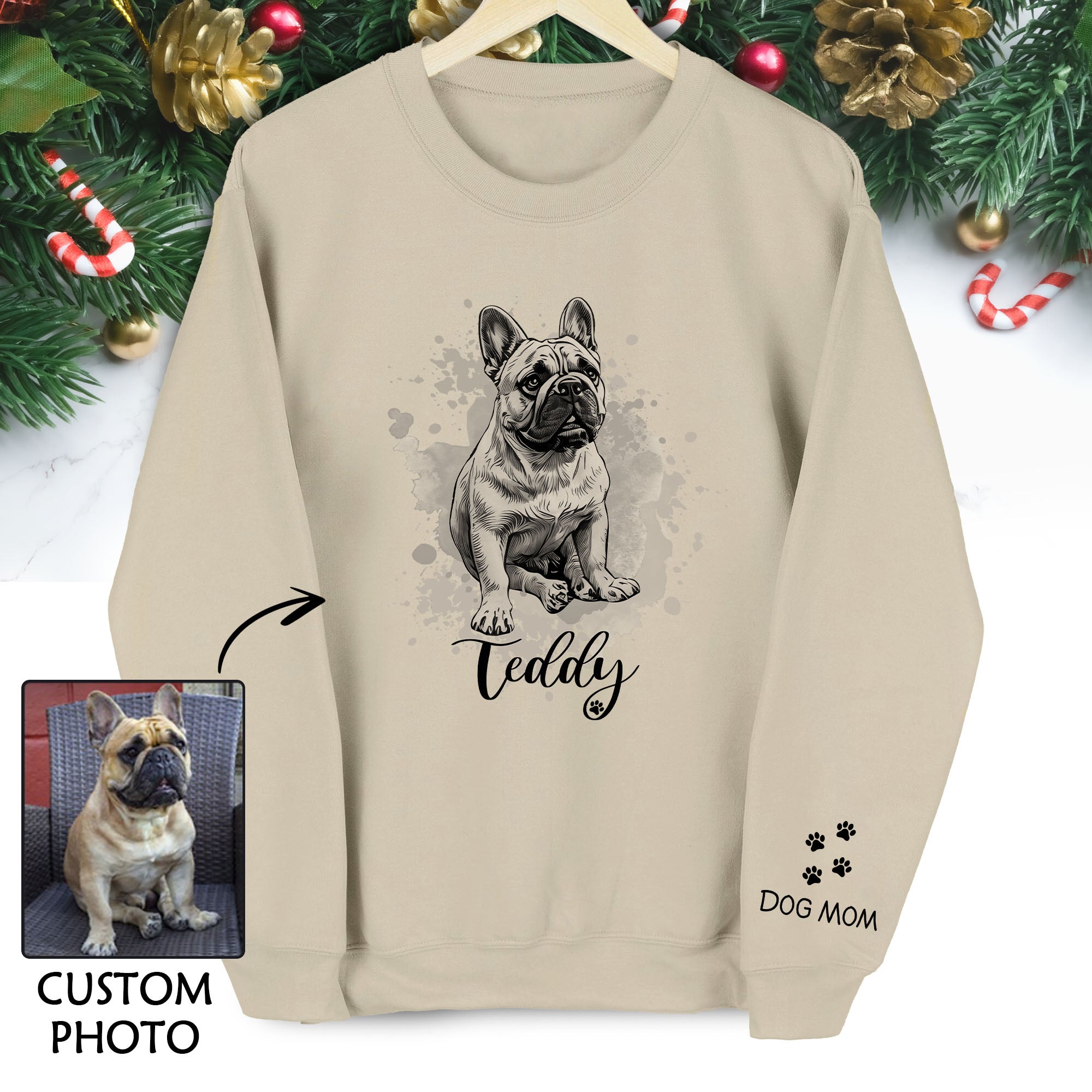 Custom Dog Sweatshirt – Personalized Pet Drawing of Your Dog, Ideal Gift for Dog Lovers