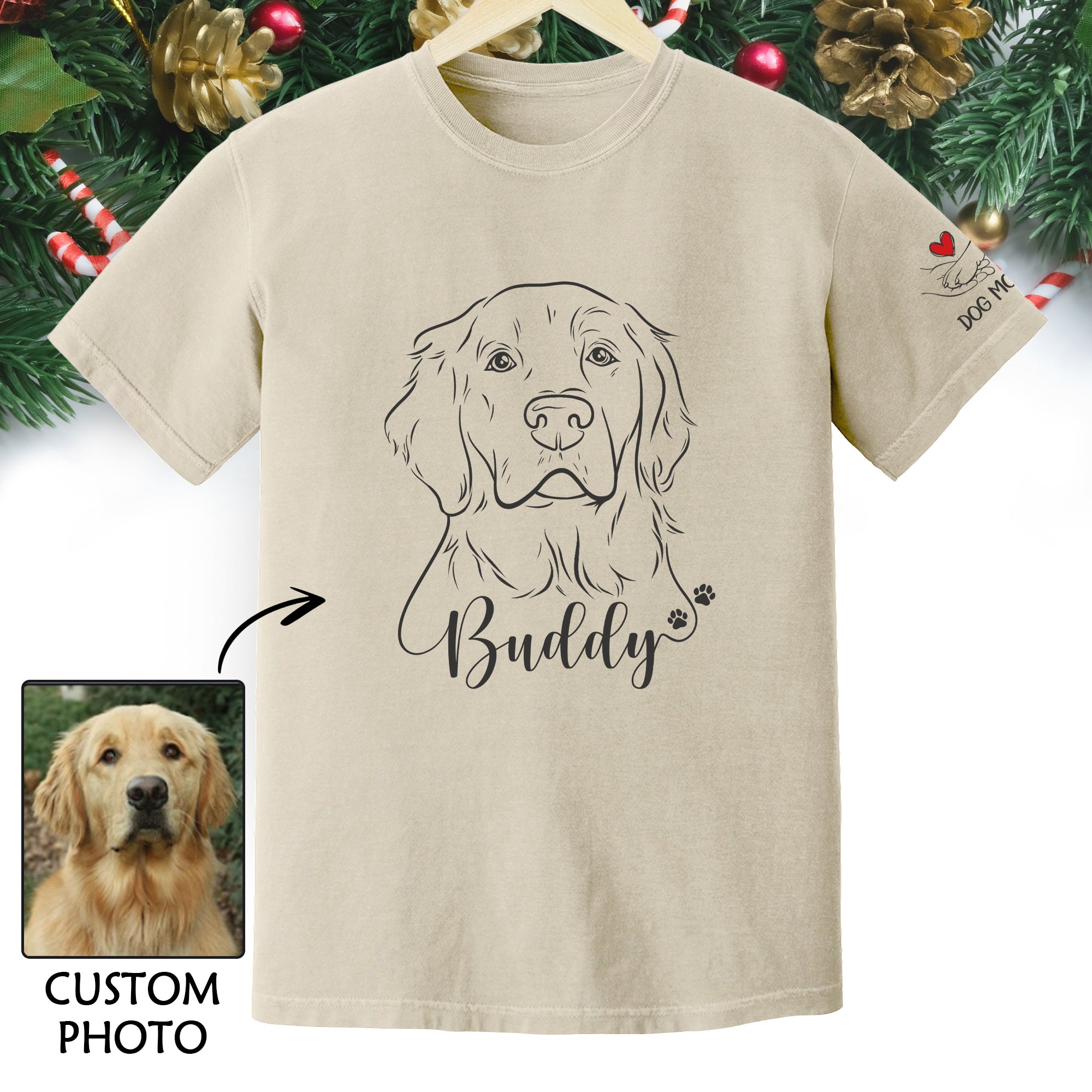 Custom Dog Mom T-Shirt – Personalized Line Art Dog Drawing, Unique Gift for Pet Lovers
