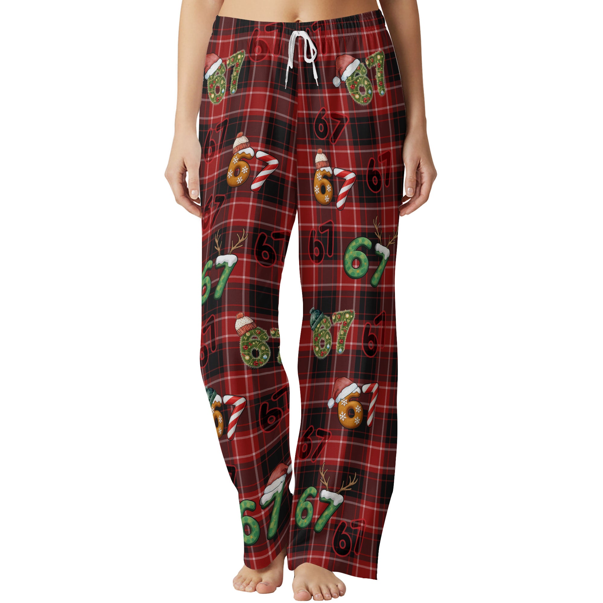 Holiday Lounge Set – Festive 6 7 Number Pajamas with Socks